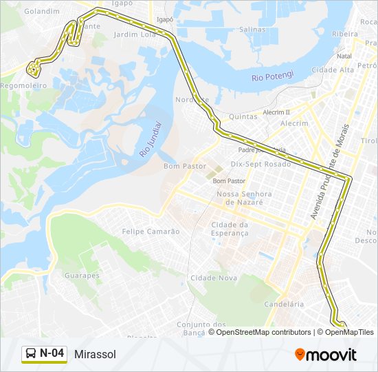 Mapa de N-04 de autobús