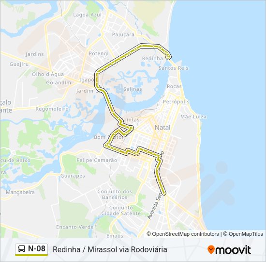 N-08 Bus Line Map