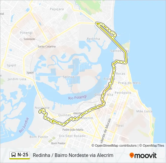N-25 Bus Line Map