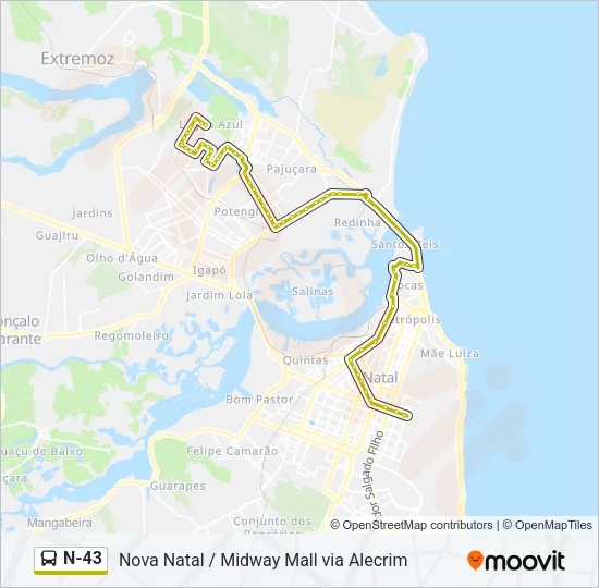 N-43 Bus Line Map