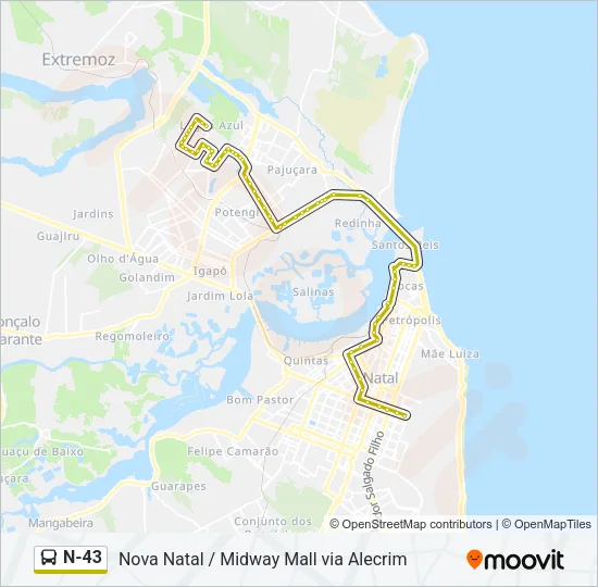 N-43 Bus Line Map