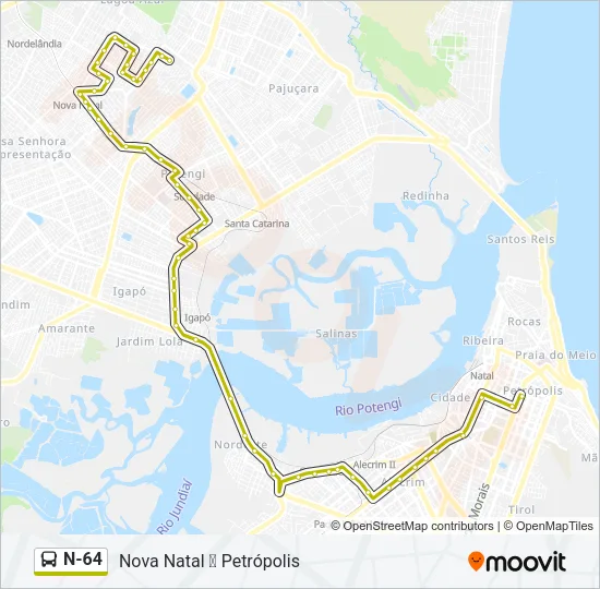 N-64 Bus Line Map