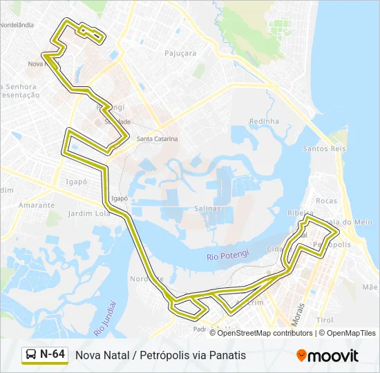 N-64 Bus Line Map