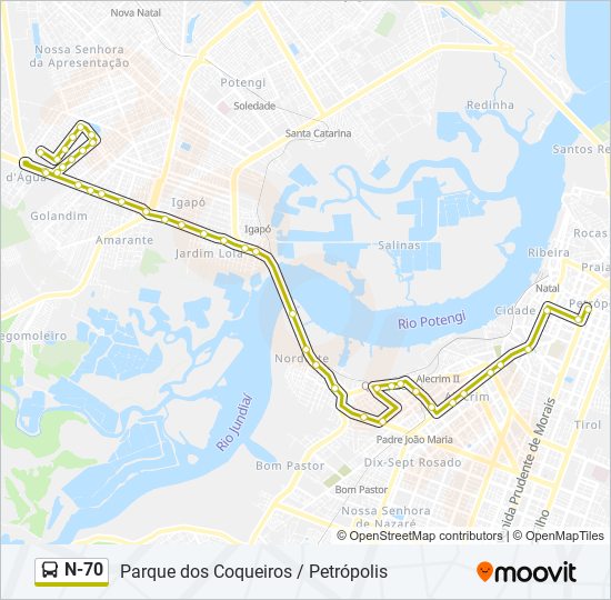 N-70 bus Line Map