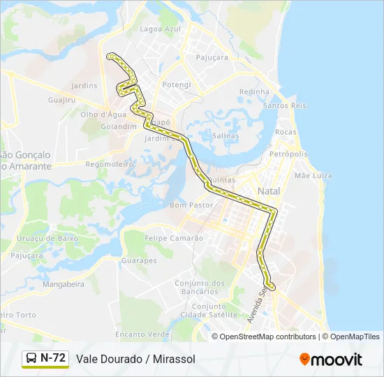 N-72 Bus Line Map