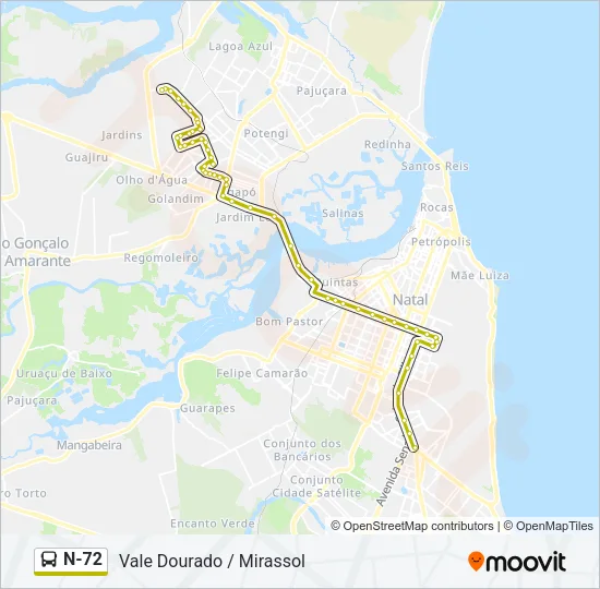 N-72 Bus Line Map