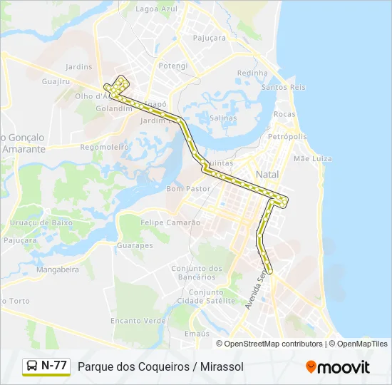 N-77 Bus Line Map