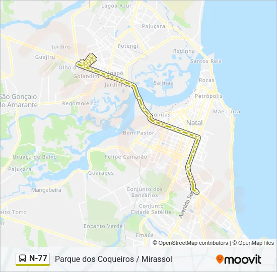 N-77 Bus Line Map