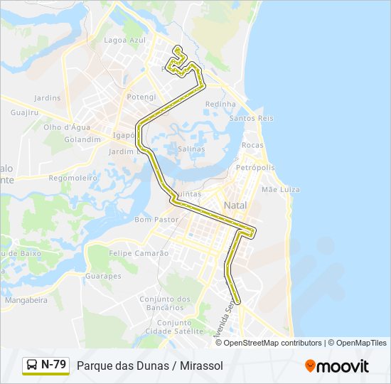 Mapa da linha N-79 de ônibus