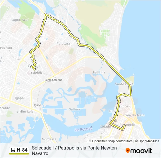 N-84 Bus Line Map