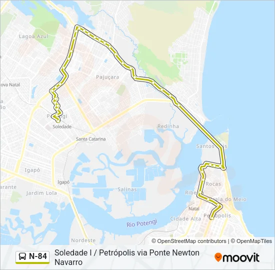 N-84 Bus Line Map