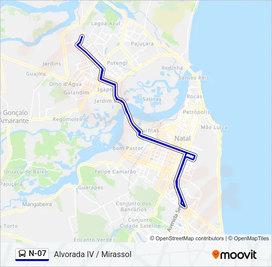 N-07 Bus Line Map
