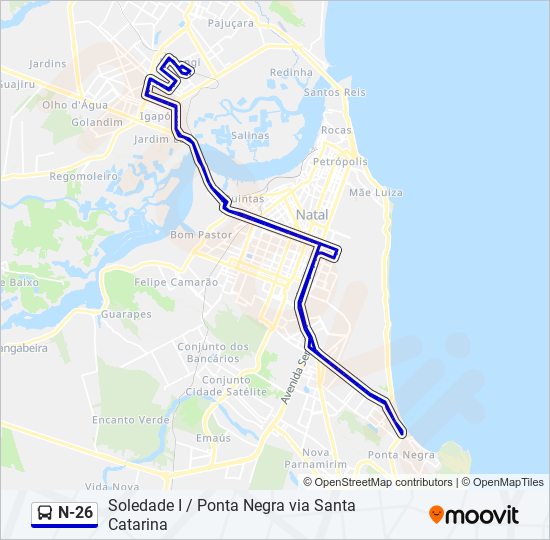 Mapa de N-26 de autobús