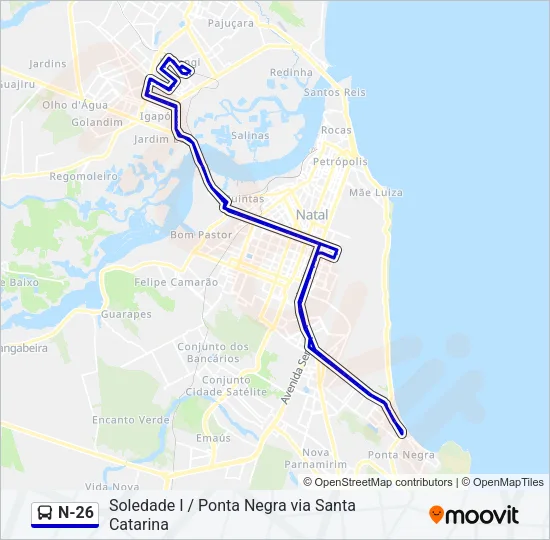N-26 Bus Line Map