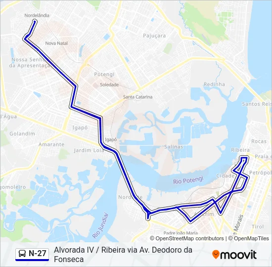 N-27 Bus Line Map