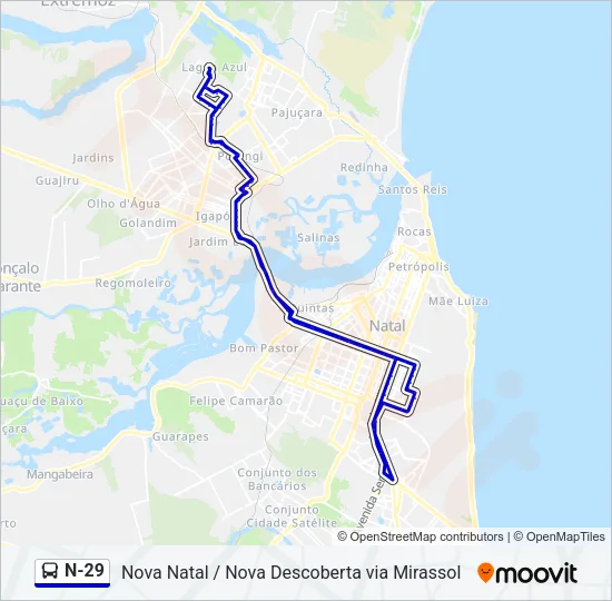 N-29 Bus Line Map