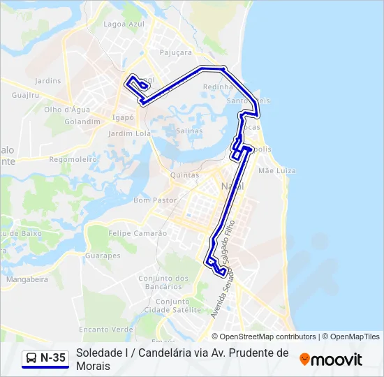 N-35 Bus Line Map
