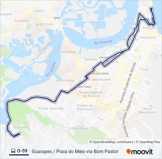 Mapa da linha O-59 de ônibus