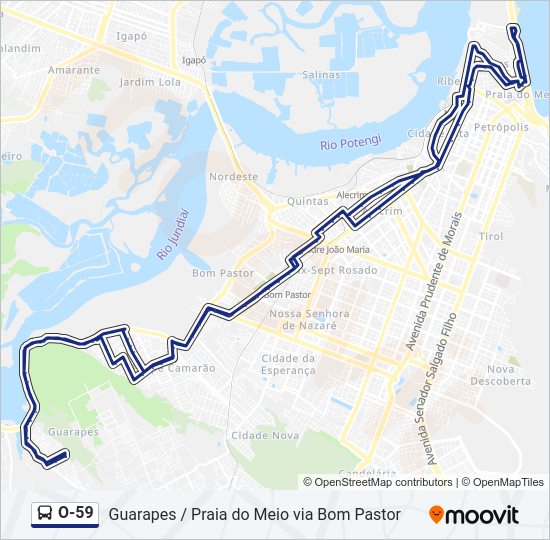 Mapa da linha O-59 de ônibus