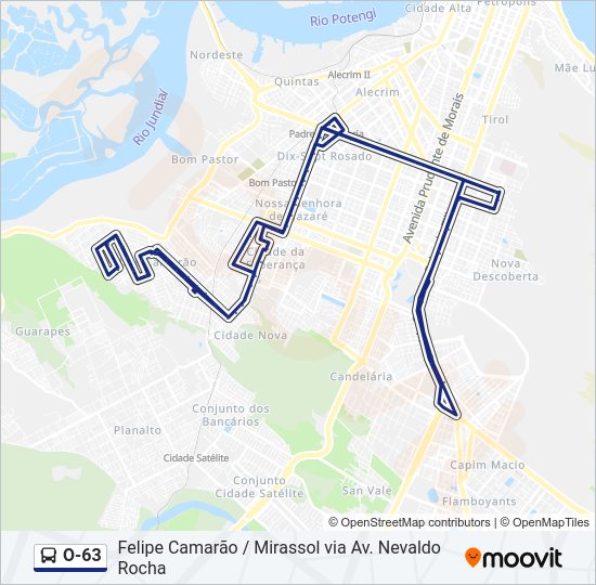 Mapa da linha O-63 de ônibus