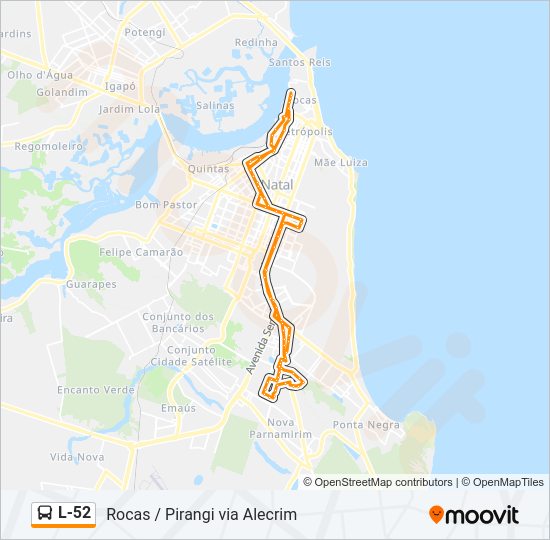 Mapa da linha L-52 de ônibus