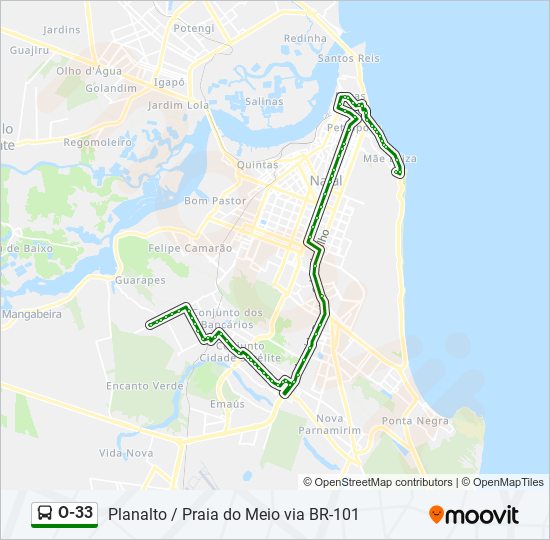 Mapa da linha O-33 de ônibus