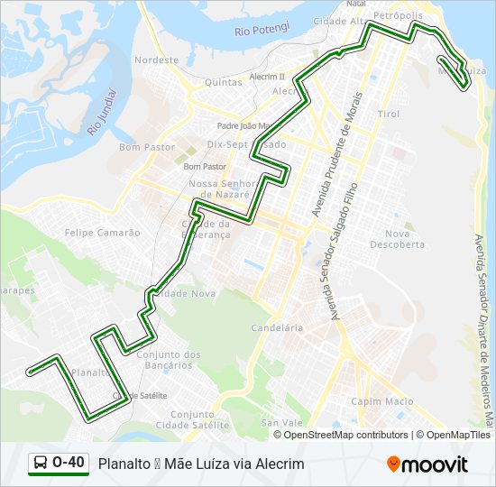 Mapa da linha O-40 de ônibus