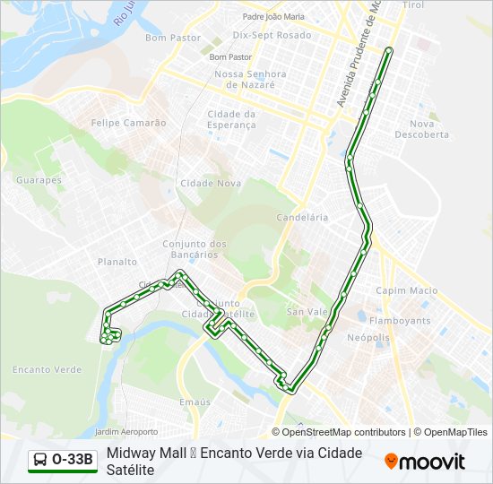 Mapa da linha O-33B de ônibus