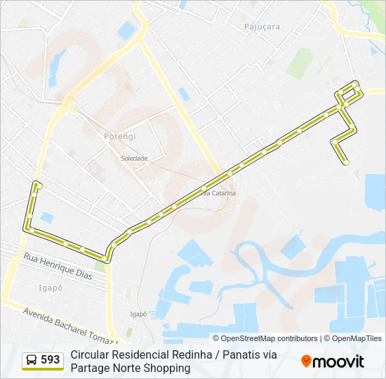 593 Bus Line Map