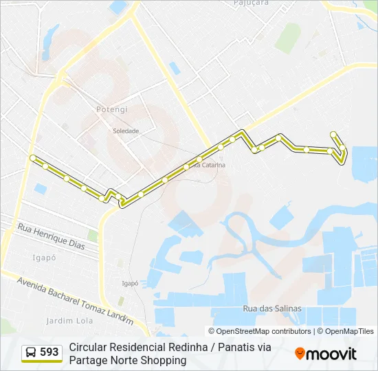 593 Bus Line Map