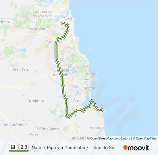 Mapa da linha 1.2.3 de ônibus