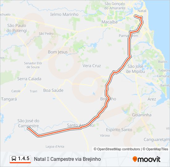 Mapa da linha 1.4.5 de ônibus