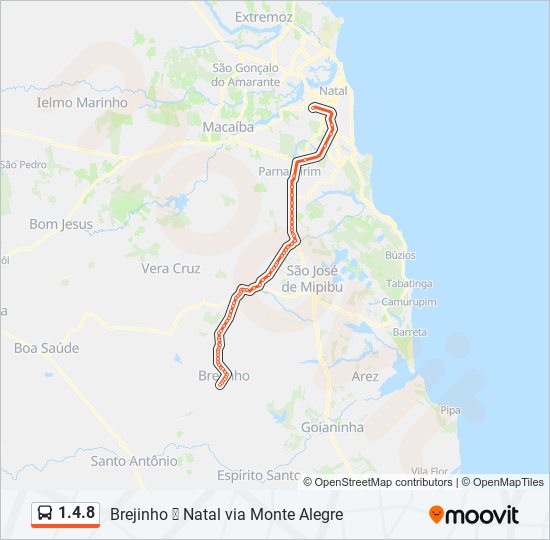 Mapa da linha 1.4.8 de ônibus