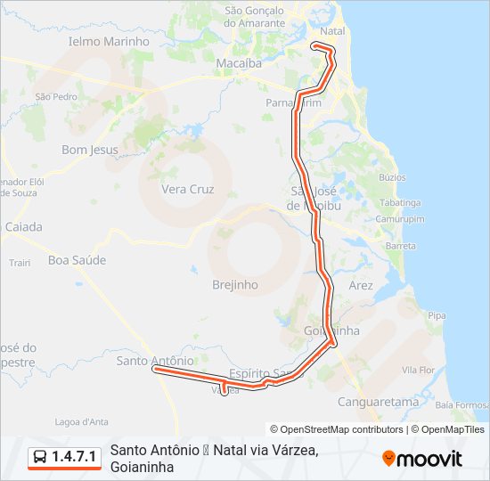 Mapa da linha 1.4.7.1 de ônibus