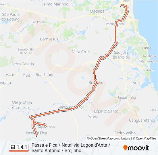 Mapa da linha 1.4.1 de ônibus