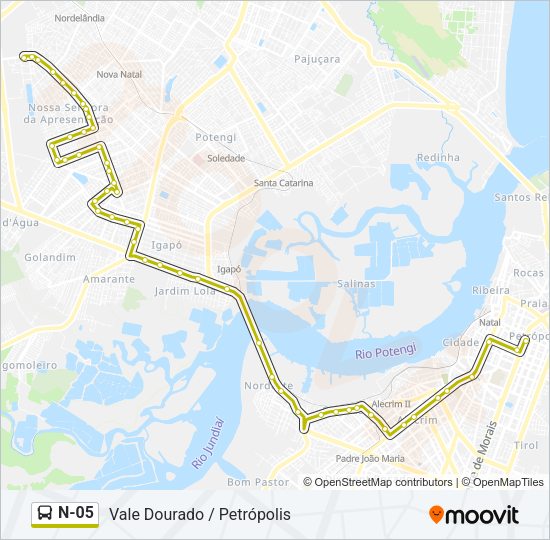 N-05 Bus Line Map