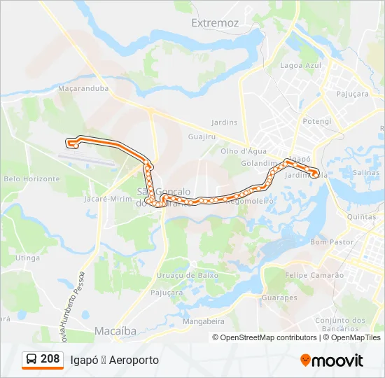 208 Bus Line Map