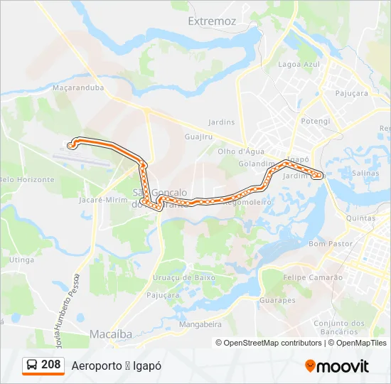 208 Bus Line Map