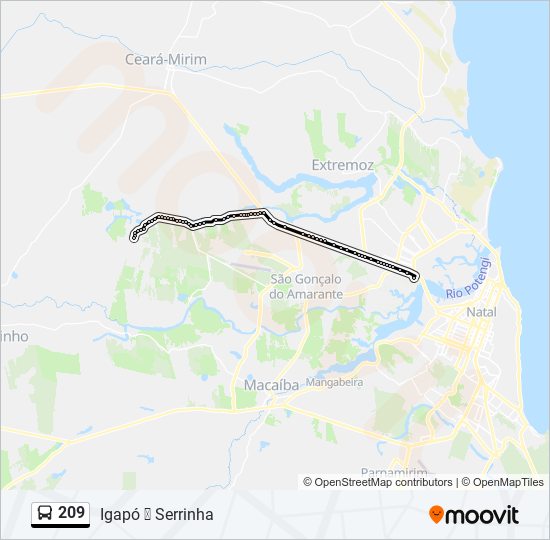 Mapa da linha 209 de ônibus