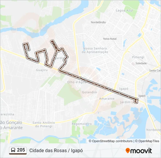 205 Bus Line Map