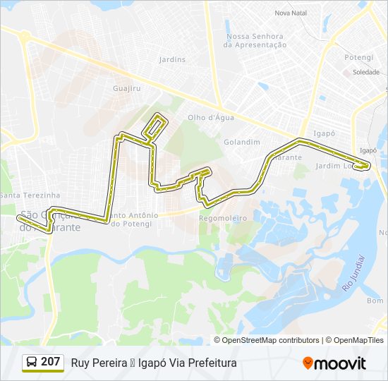 Mapa da linha 207 de ônibus