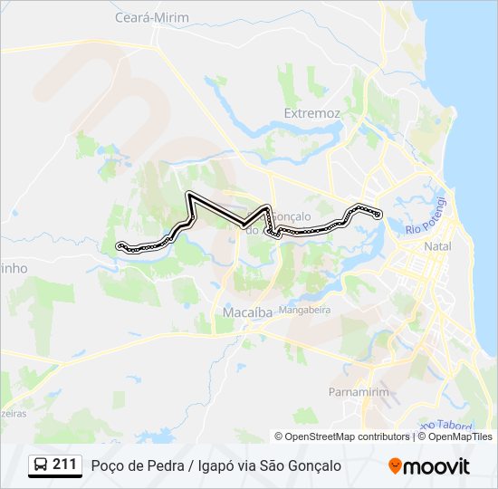 Mapa da linha 211 de ônibus