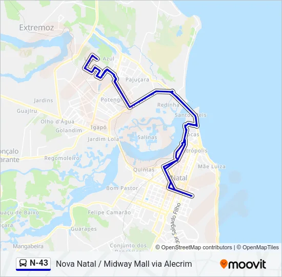 N-43 Bus Line Map