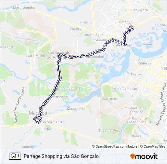 Mapa da linha I de ônibus