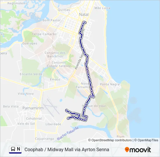N Bus Line Map