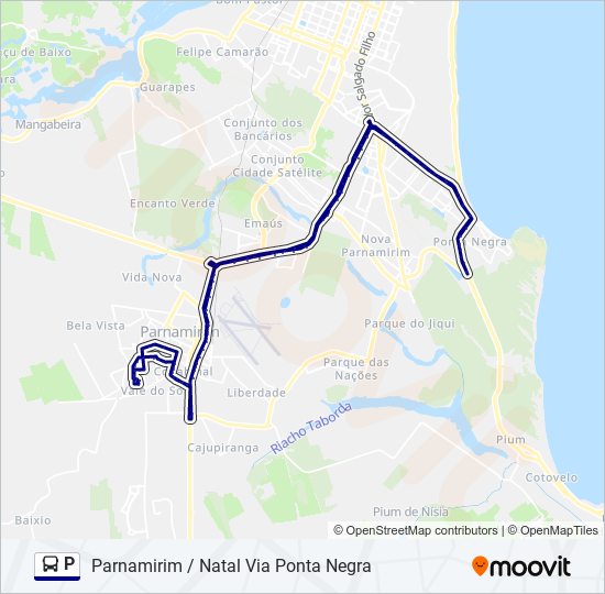 Rota da linha p: horários, paradas e mapas - Parnamirim / Natal Via Ponta  Negra (Atualizado)