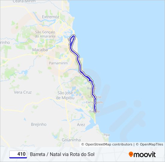 Rota da linha 410: horários, paradas e mapas - Barreta / Natal Via Rota Do  Sol (Atualizado)