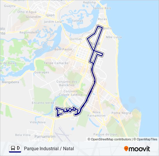 Mapa da linha D de ônibus