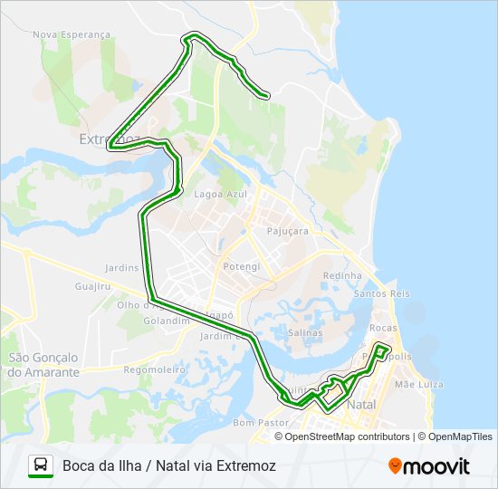 Rota da linha opcional: horários, paradas e mapas - Boca Da Ilha / Natal  Via Extremoz (Atualizado)