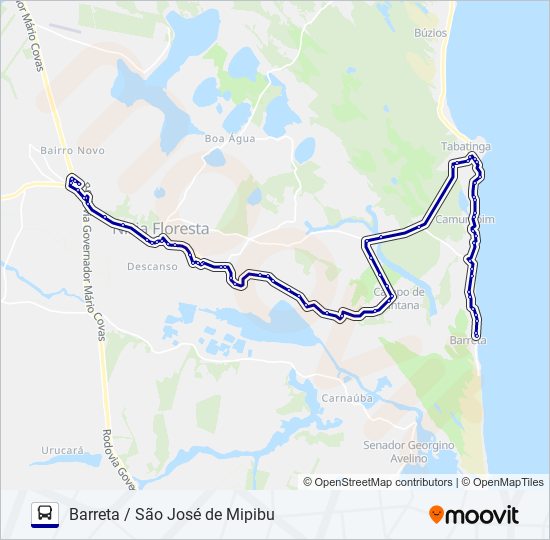 Mapa da linha OPCIONAL 1.E2.50 de ônibus